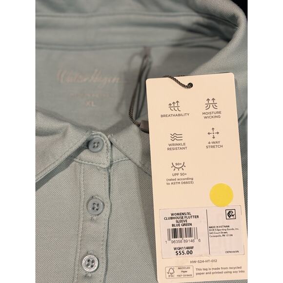 WALTER HAGEN Women XL Clubhouse Flutter Sleeve Blue Green Golf Polo New With Tag - Picture 3 of 3